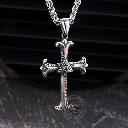 All-seeing Eye Cross Stainless Steel Pendant