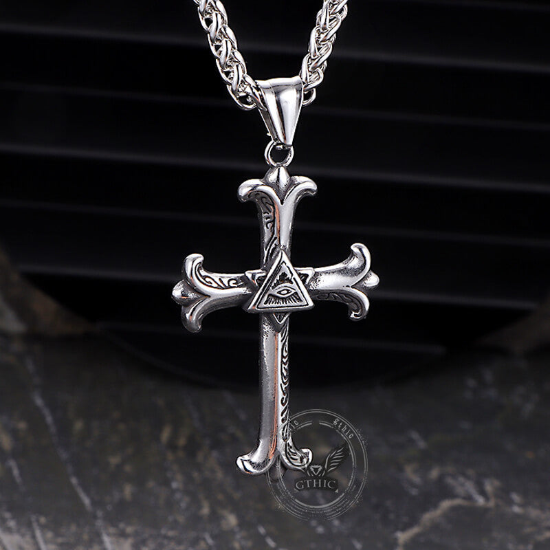 All-seeing Eye Cross Stainless Steel Pendant