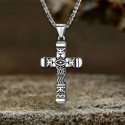All-seeing Eye Stainless Steel Cross Pendant