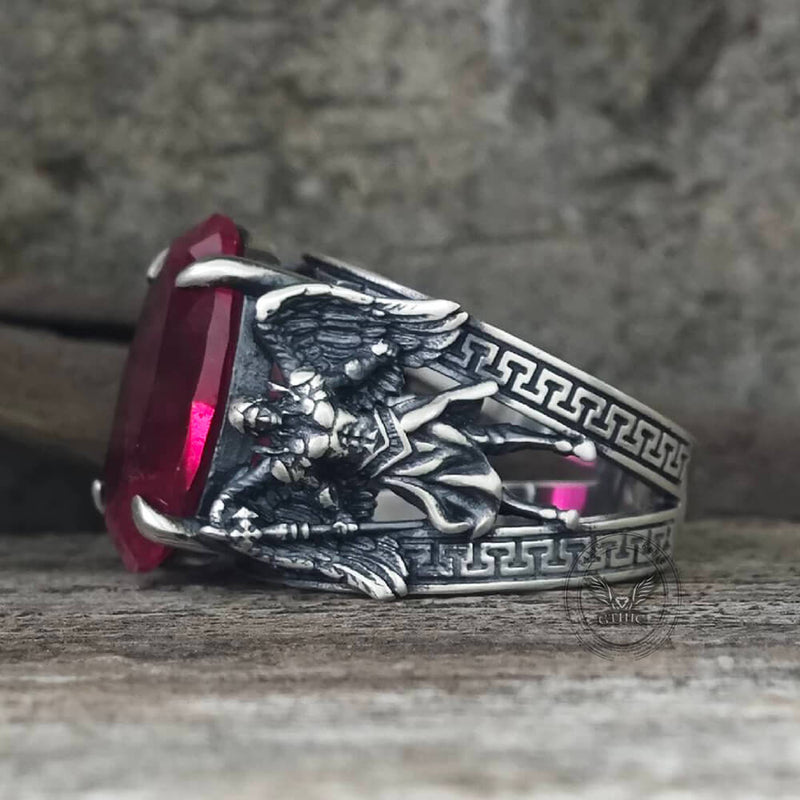 Archangel Michael Wings Gem Sterling Silver Ring