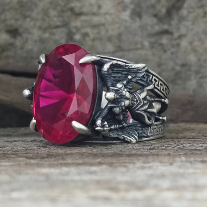 Archangel Michael Wings Gem Sterling Silver Ring
