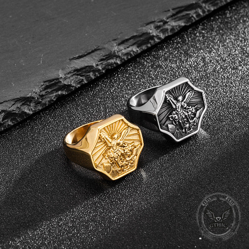 Archangel Saint Michael Stainless Steel Ring