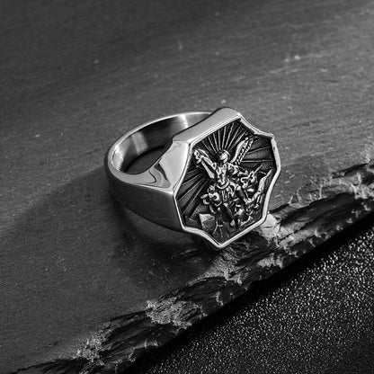 Archangel Saint Michael Stainless Steel Ring