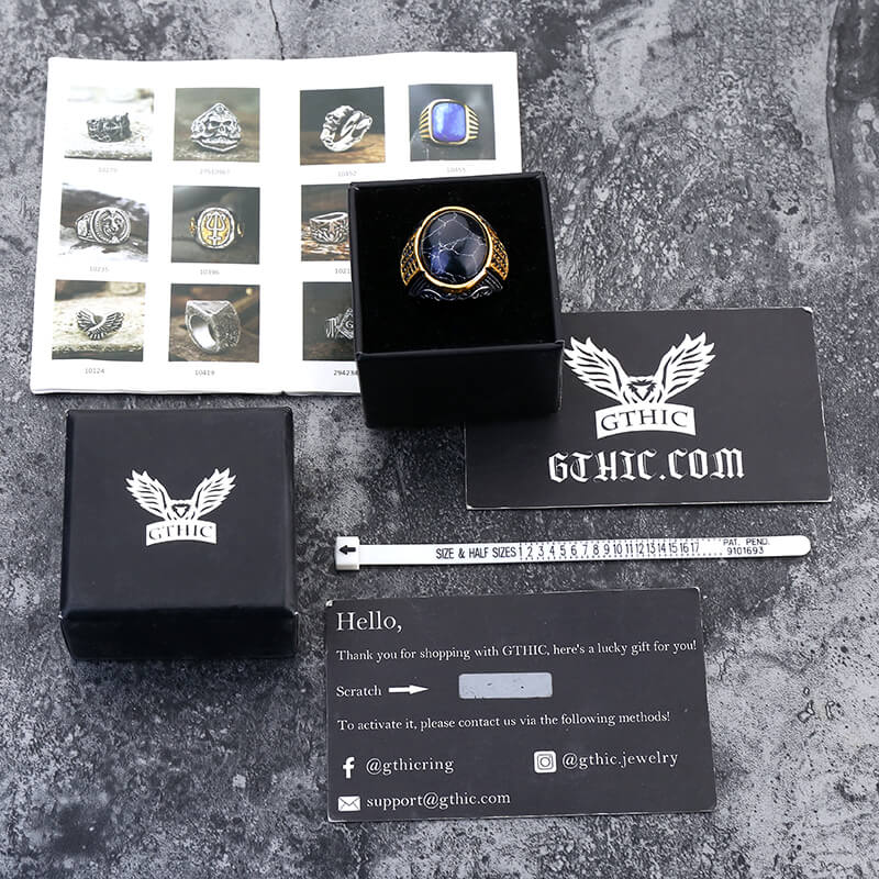 Black Stone Stainless Steel Gemstone Ring