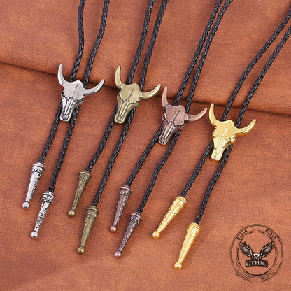 Bull Skull Western Cowboy Alloy Bolo Tie
