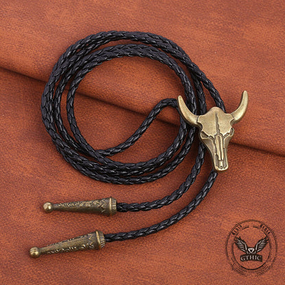 Bull Skull Western Cowboy Alloy Bolo Tie