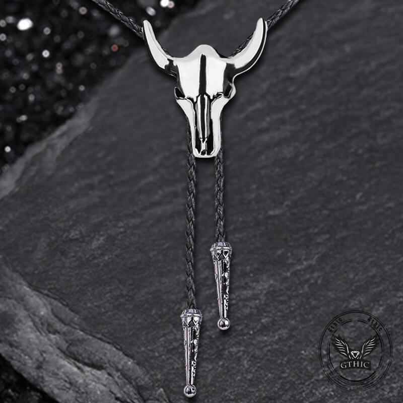 Bull Skull Western Cowboy Alloy Bolo Tie