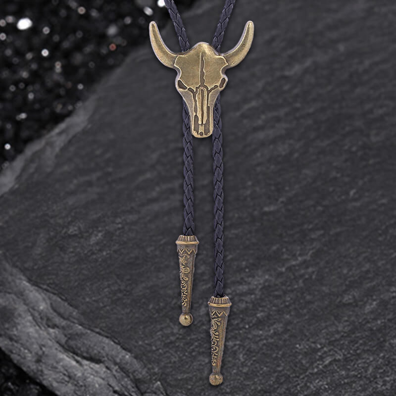 Bull Skull Western Cowboy Alloy Bolo Tie