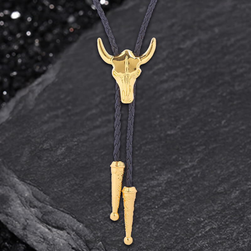 Bull Skull Western Cowboy Alloy Bolo Tie