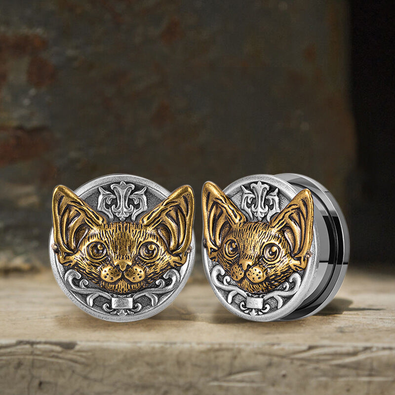 Cat Head Stainless Steel Ear Gauges