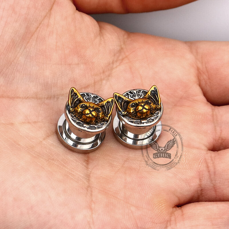 Cat Head Stainless Steel Ear Gauges