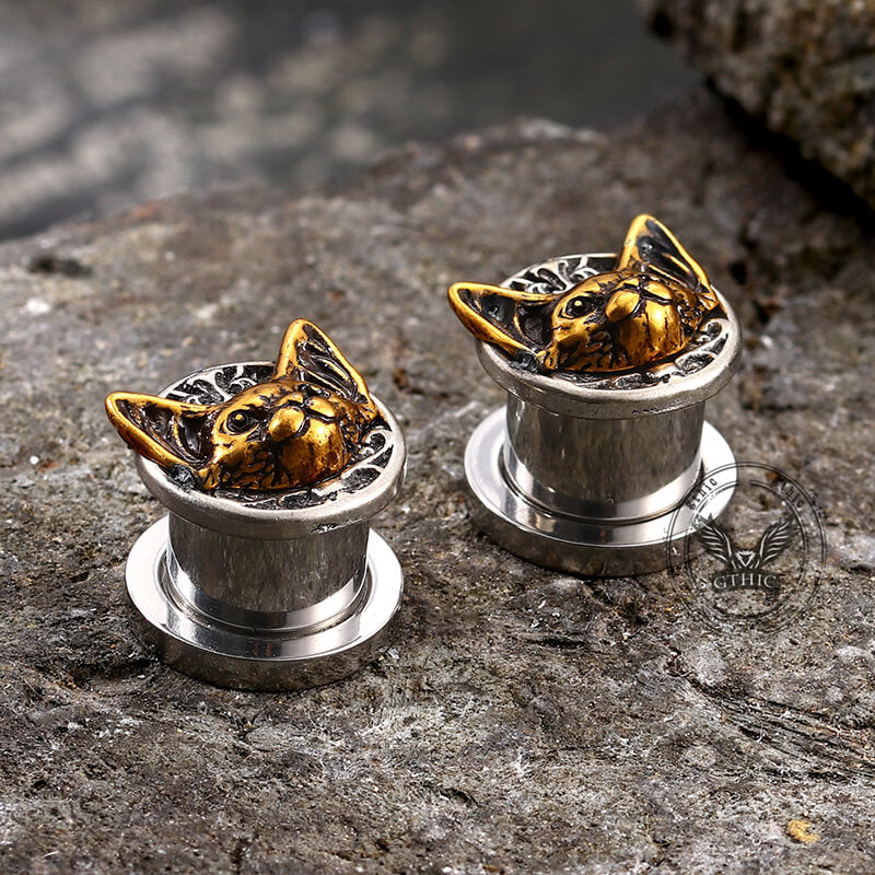 Cat Head Stainless Steel Ear Gauges