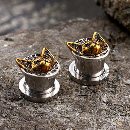 Cat Head Stainless Steel Ear Gauges