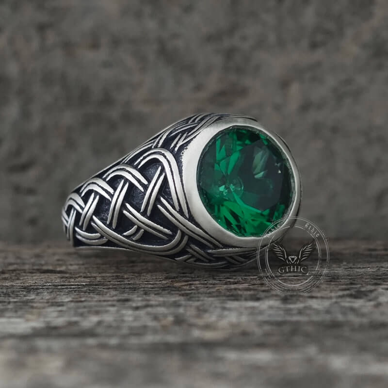 Celtic Knot Gemstone Sterling Silver Ring
