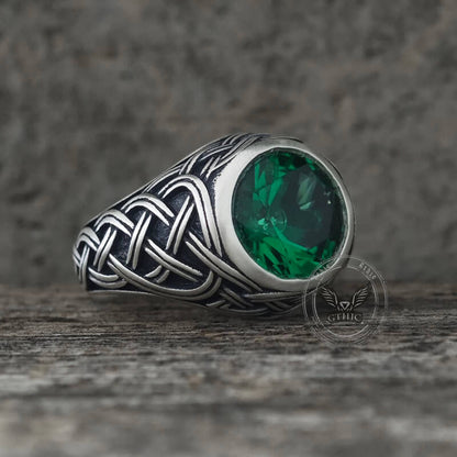 Celtic Knot Gemstone Sterling Silver Ring