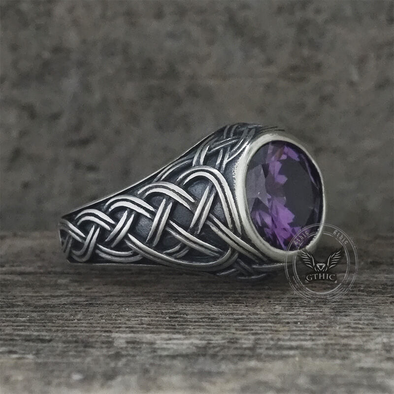 Celtic Knot Gemstone Sterling Silver Ring