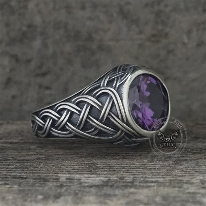 Celtic Knot Gemstone Sterling Silver Ring