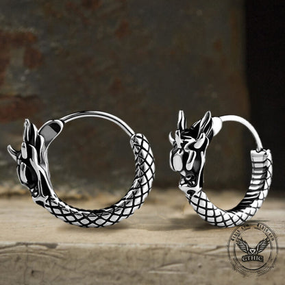 Chinese Dragon Design Stainless Steel Earrings