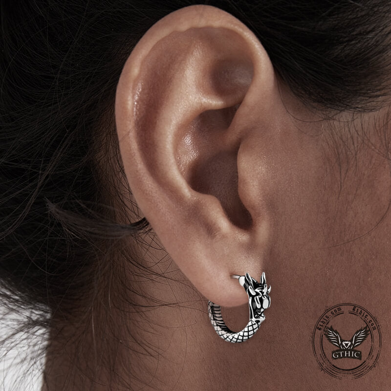 Chinese Dragon Design Stainless Steel Earrings