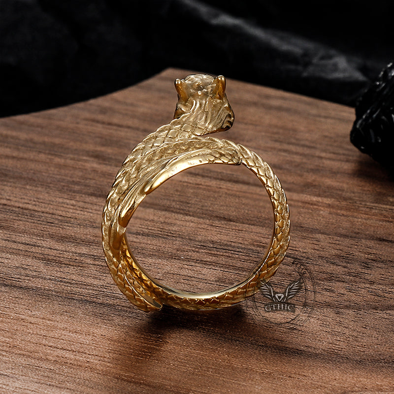 Coiled Chinese Dragon Stainless Steel Ring