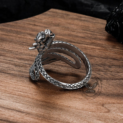Coiled Chinese Dragon Stainless Steel Ring