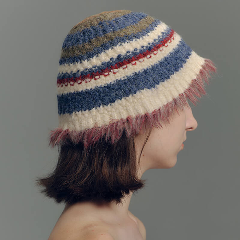 Colorful Striped Knitted Bucket Hat
