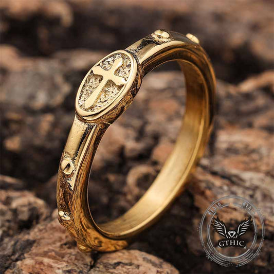 Cross Pattern Stainless Steel Christian Ring