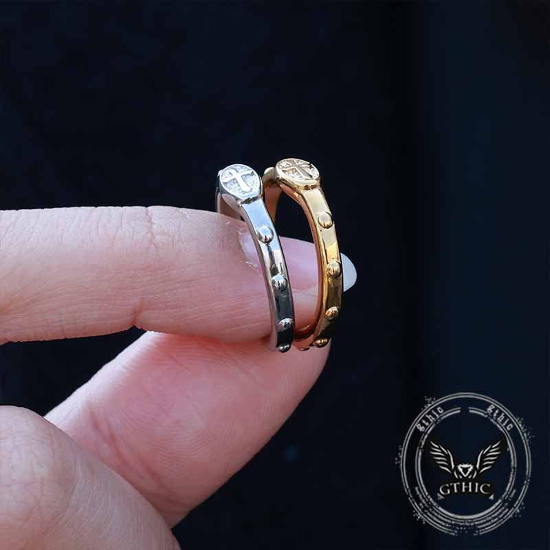 Cross Pattern Stainless Steel Christian Ring