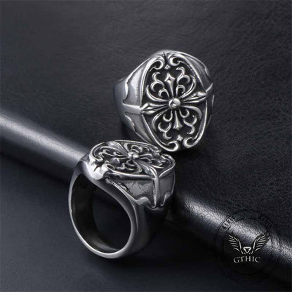 Cross Pattern Stainless Steel Punk Ring