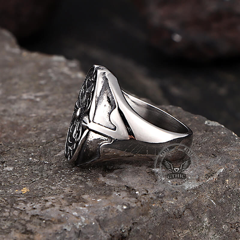 Cross Pattern Stainless Steel Punk Ring