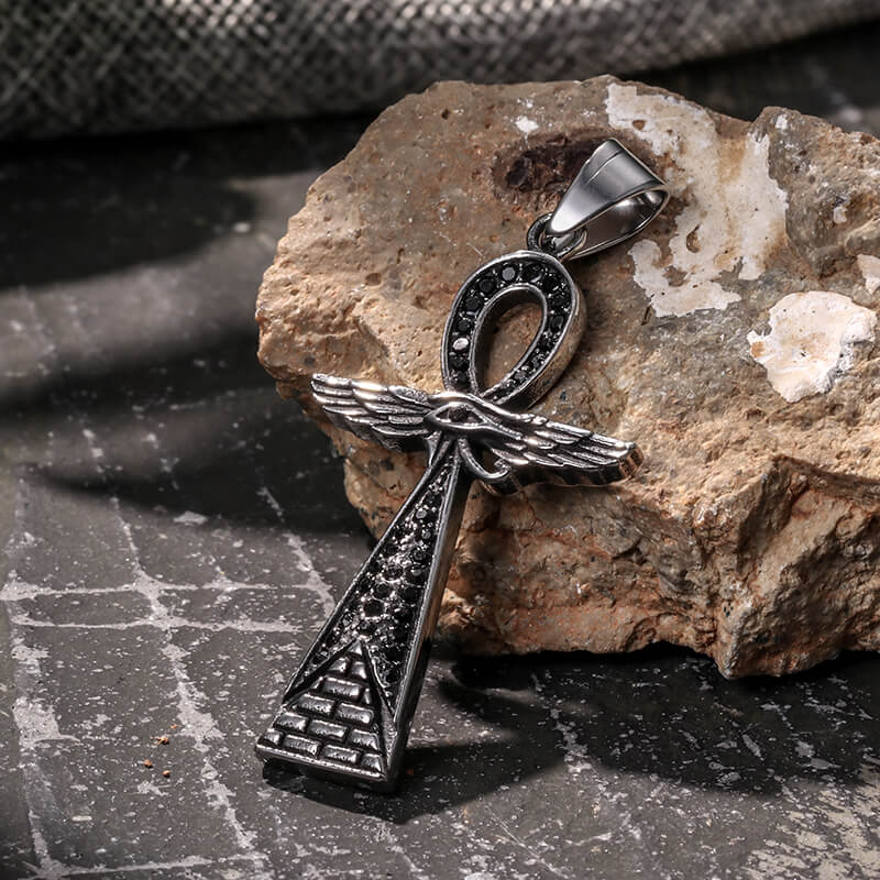 Cross Pyramid Horus Eye Stainless Steel Pendant