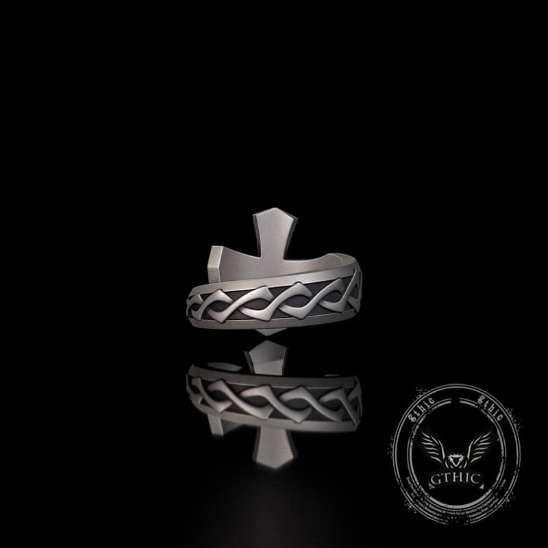 Cross Sword Sterling Silver Open Ring