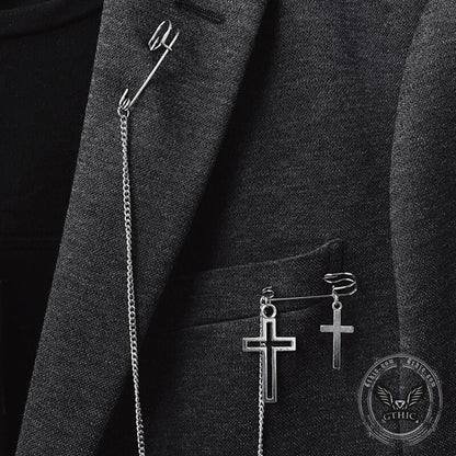 Cross Tassel Chain Brooch