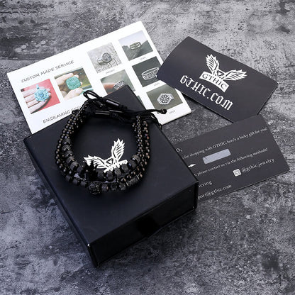 Crown Stainless Steel Skull Bracelet Set