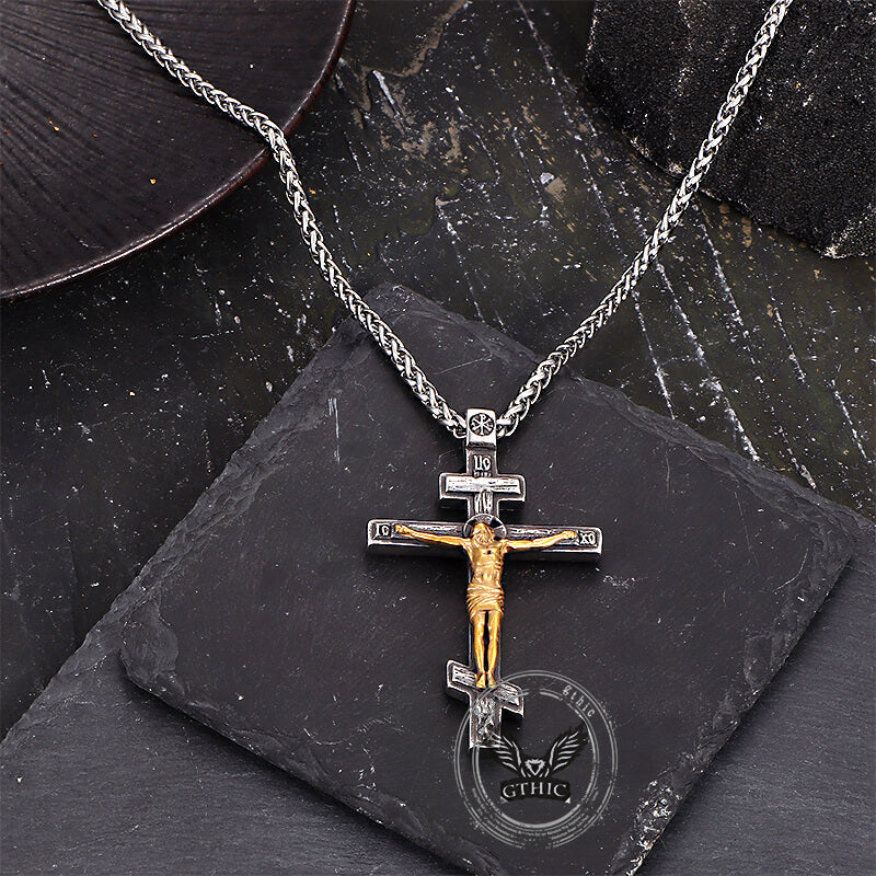 Crucifixion of Jesus Stainless Steel Cross Pendant