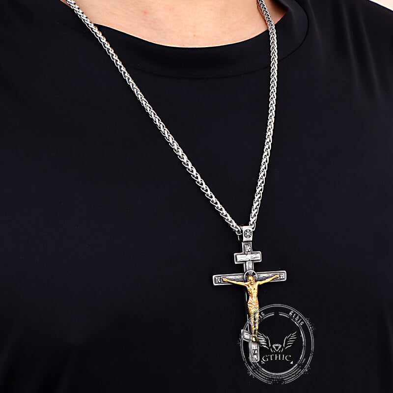 Crucifixion of Jesus Stainless Steel Cross Pendant