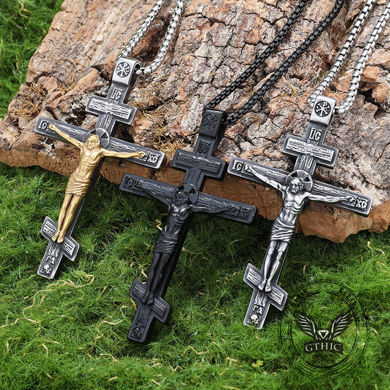 Crucifixion of Jesus Stainless Steel Cross Pendant