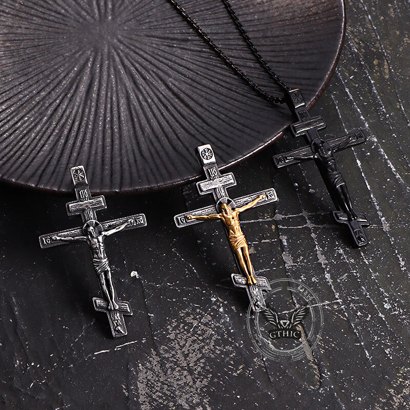 Crucifixion of Jesus Stainless Steel Cross Pendant