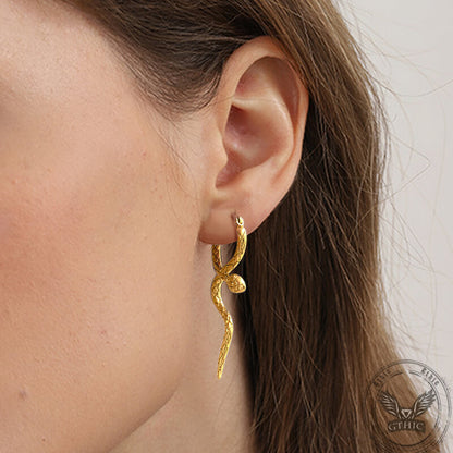 Curled Snake Stainless Steel Stud Earrings