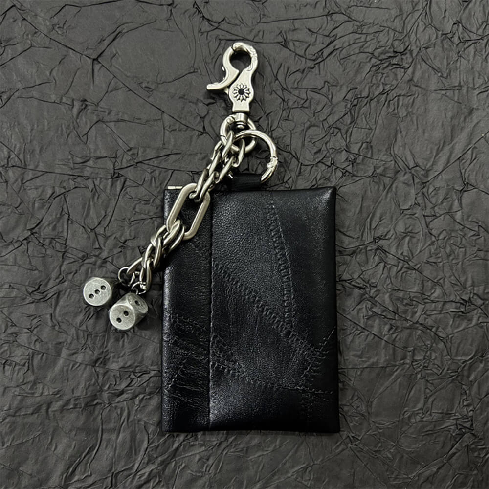 Dice Gem Feather Pu Leather Waist Wallet