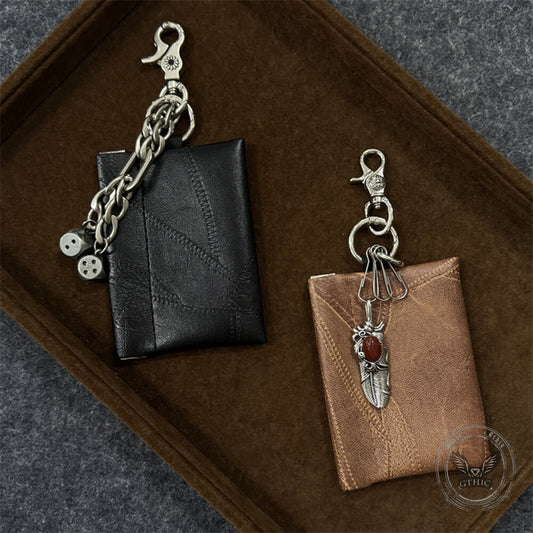 Dice Gem Feather Pu Leather Waist Wallet