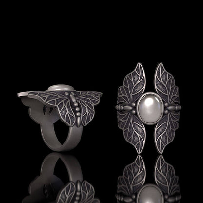 Double Butterfly Gem Sterling Silver Ring