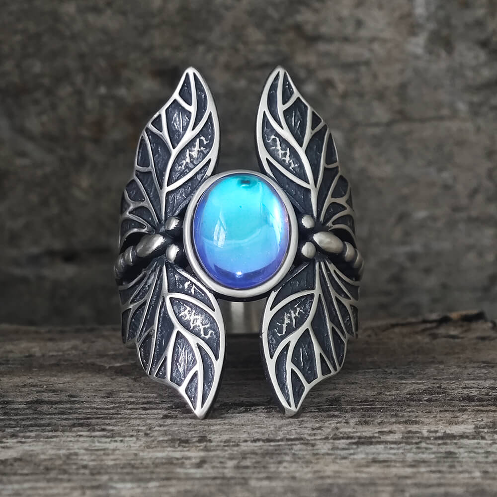 Double Butterfly Gem Sterling Silver Ring