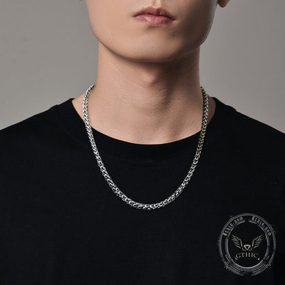 Double Dragon Head Keel Sterling Silver Necklace