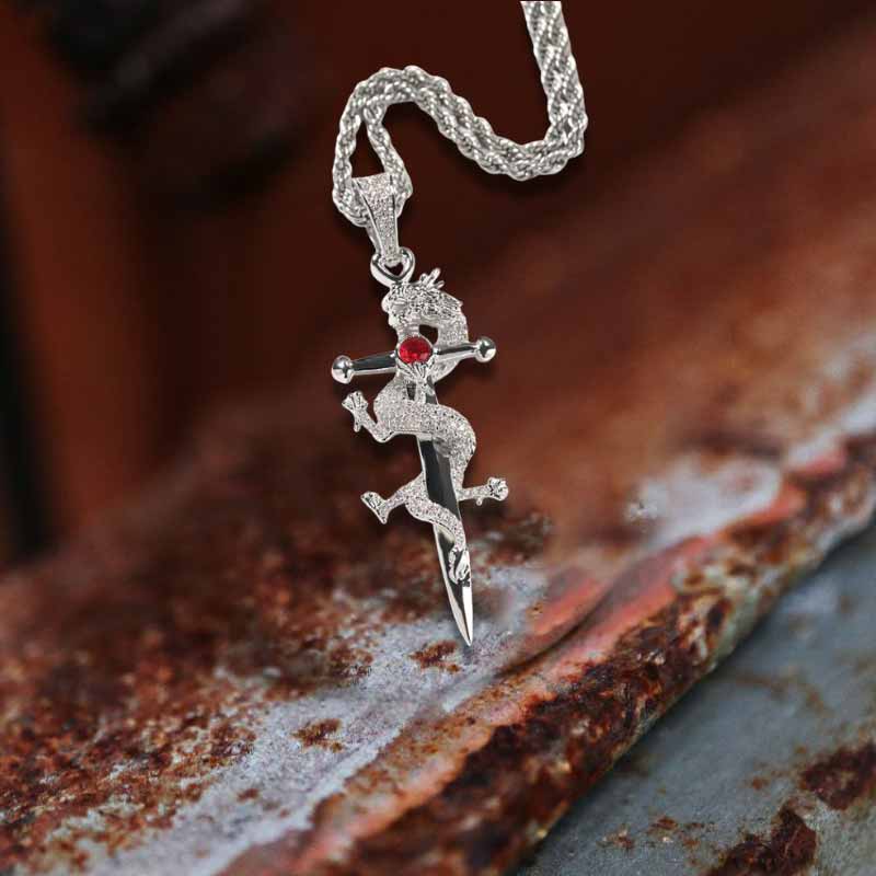 Dragon Entwined Cross Zircon Copper Pendant