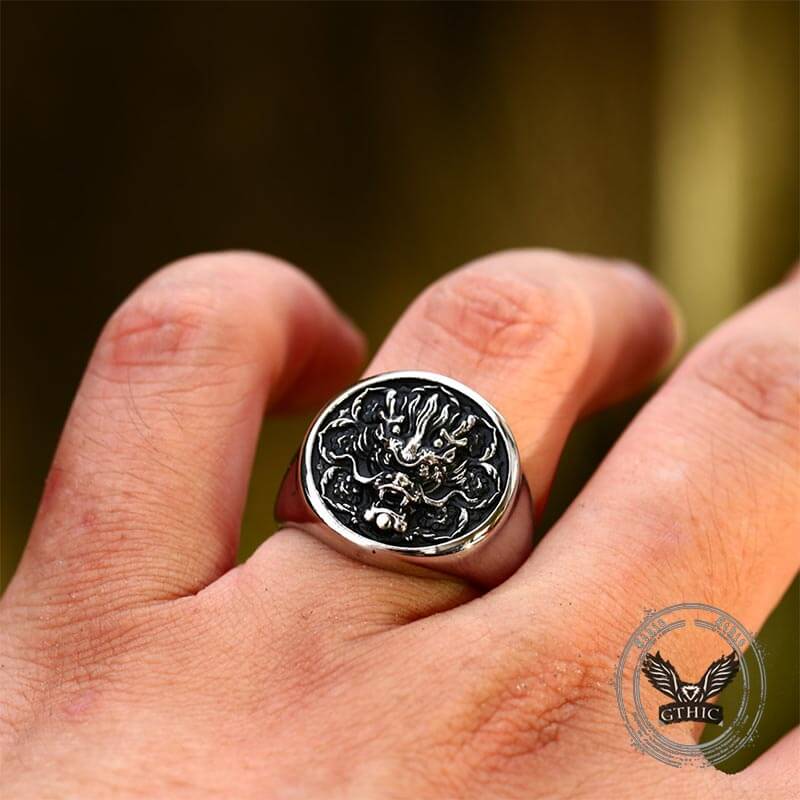 Dragon Head Pattern Stainless Steel Ring