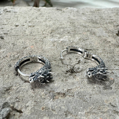 Dragon Sterling Silver Huggie Earrings