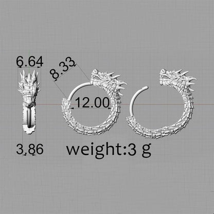 Dragon Sterling Silver Huggie Earrings