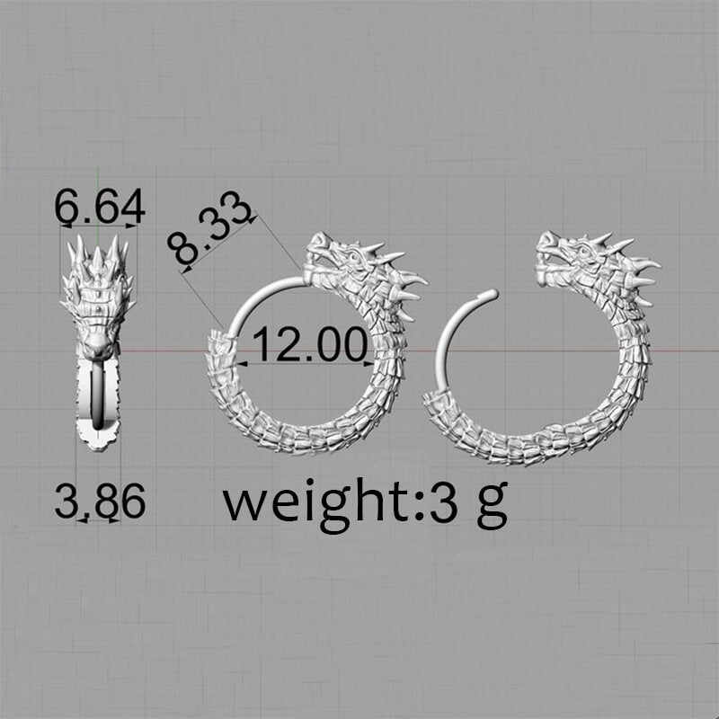 Dragon Sterling Silver Huggie Earrings