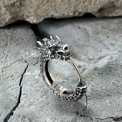 Dragon Sterling Silver Huggie Earrings
